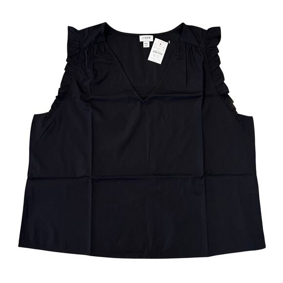 J. Crew Women's Black Ruffle V-Neck Sleeveless Top/Tank - SIZE XXL - Picture 1 of 9
